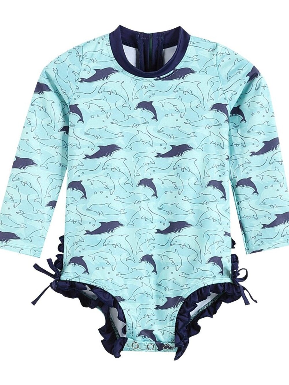 Dolphin Long Sleeve Ruffle Swimsuit